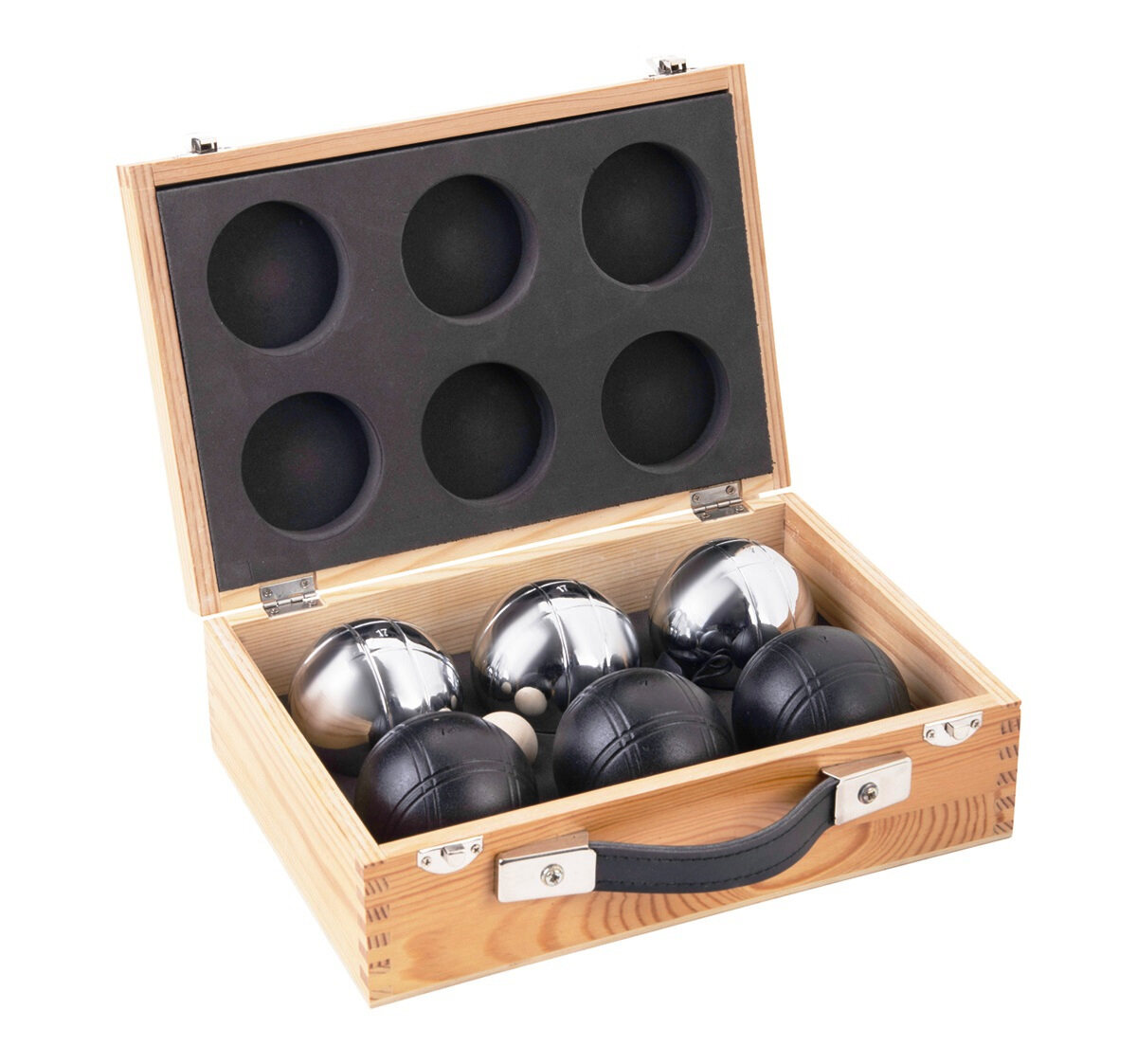 Jeu de Boules / Petanque Set - 6 Boules with Wooden Case - Masters Traditional Games Jeu de Boules / Petanque Set - 6 Boules with Wooden Case