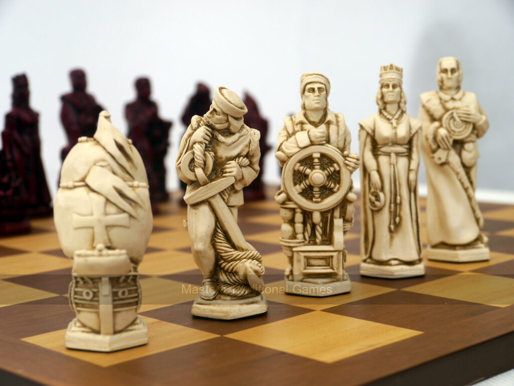 Christopher Columbus Ornamental Chess Set by Berkeley Chess (Board not included) - Masters Traditional Games Christopher Columbus Ornamental Chess Set by Berkeley Chess (Board not included)