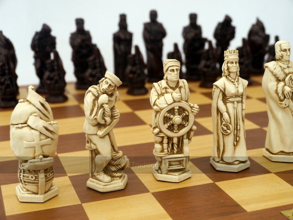 Christopher Columbus Ornamental Chess Set by Berkeley Chess (Board not included) - Masters Traditional Games Christopher Columbus Ornamental Chess Set by Berkeley Chess (Board not included)