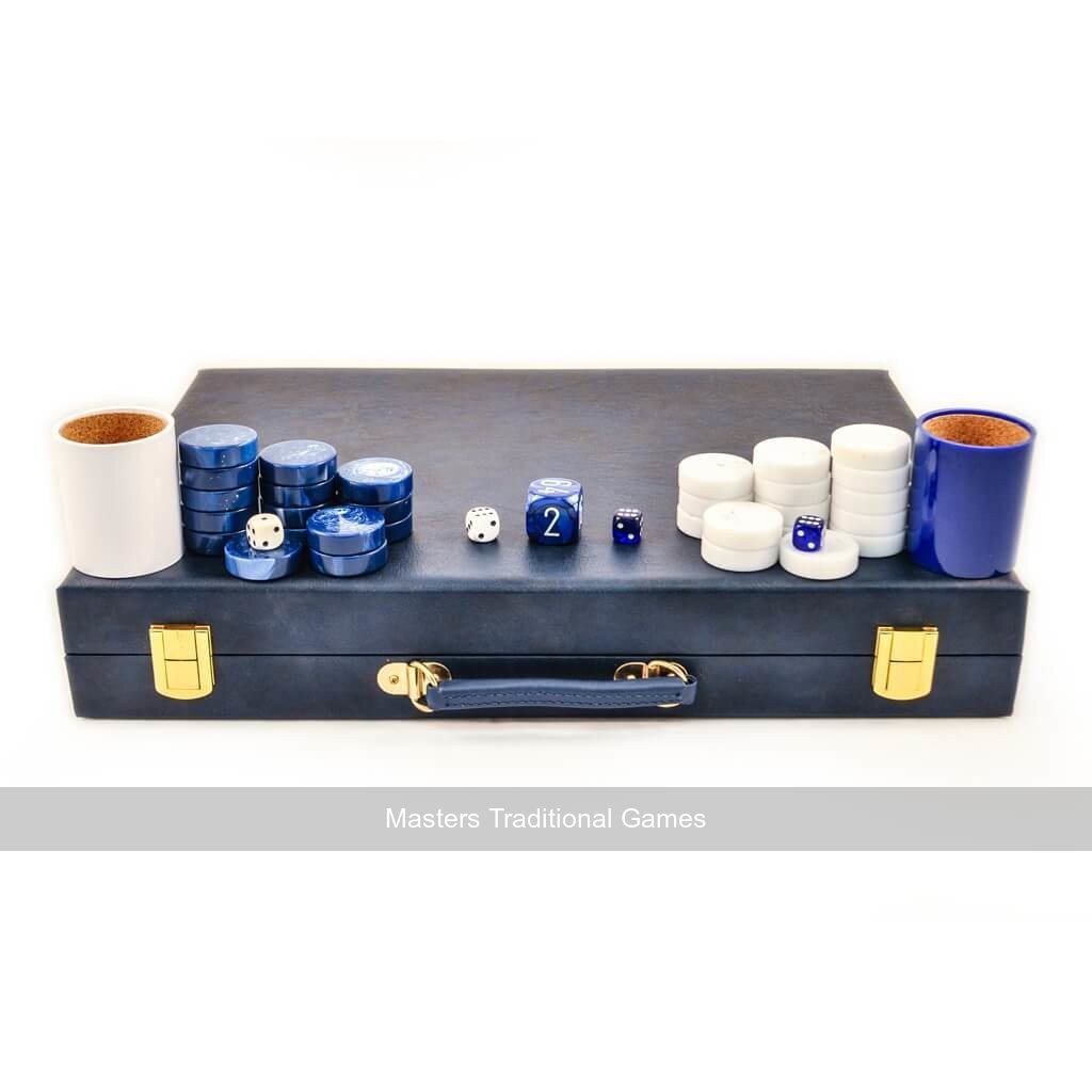 Crisloid Classic Blue 21-inch Tournament Attaché Backgammon Set - Masters Traditional Games Crisloid Classic Blue 21-inch Tournament Attaché Backgammon Set