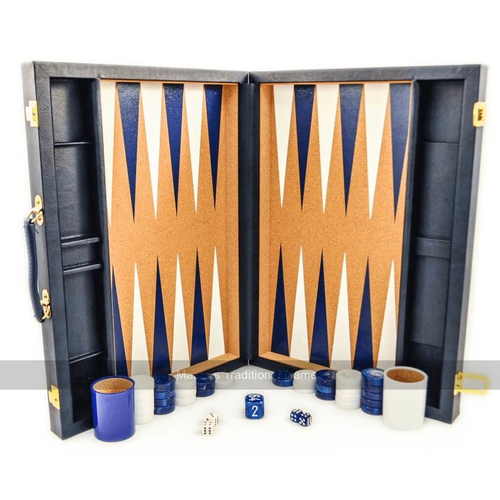 Crisloid Classic Blue 21-inch Tournament Attaché Backgammon Set - Masters Traditional Games Crisloid Classic Blue 21-inch Tournament Attaché Backgammon Set
