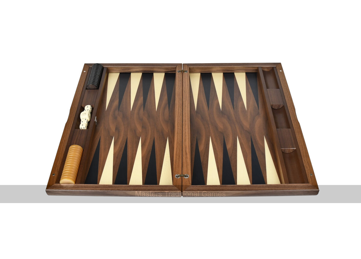 Dal Negro London Walnut 19-inch Backgammon Set - Masters Traditional Games Dal Negro London Walnut 19-inch Backgammon Set