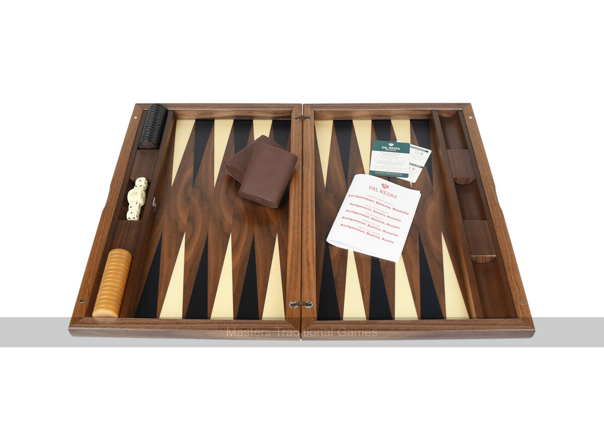 Dal Negro London Walnut 19-inch Backgammon Set - Masters Traditional Games Dal Negro London Walnut 19-inch Backgammon Set