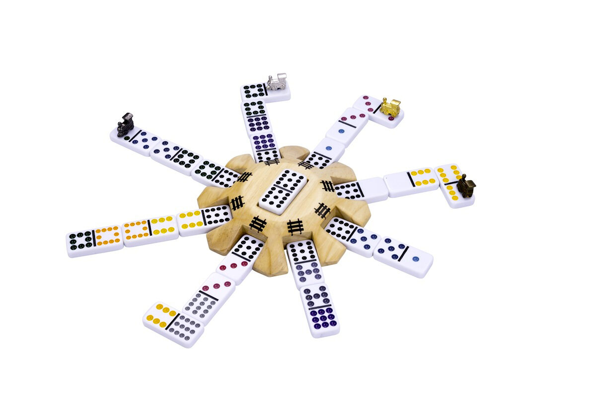 Deluxe Double 12 Mexican Train Dominoes in Wooden Box - Masters Traditional Games Deluxe Double 12 Mexican Train Dominoes in Wooden Box