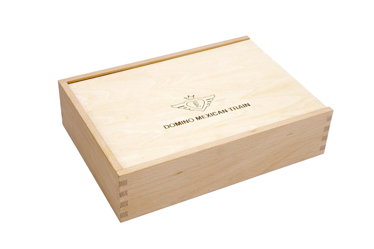 Deluxe Double 12 Mexican Train Dominoes in Wooden Box - Masters Traditional Games Deluxe Double 12 Mexican Train Dominoes in Wooden Box