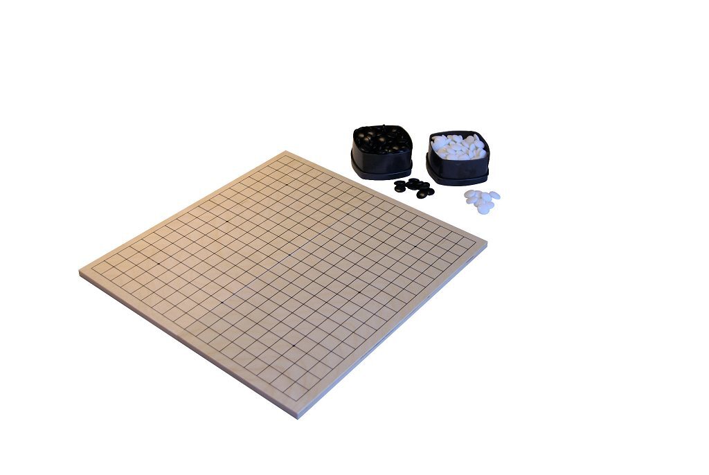 Go Set with Folding Wooden Board & Glass Stones - Masters Traditional Games Go Set with Folding Wooden Board & Glass Stones