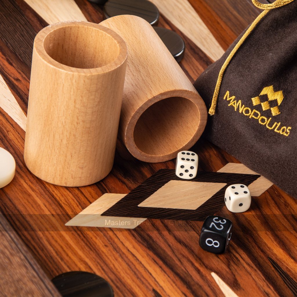 Manopoulos Luxury Palisander Crown Cut 19-inch Backgammon Set - Masters Traditional Games shop Manopoulos Luxury Palisander Crown Cut 19-inch Backgammon Set