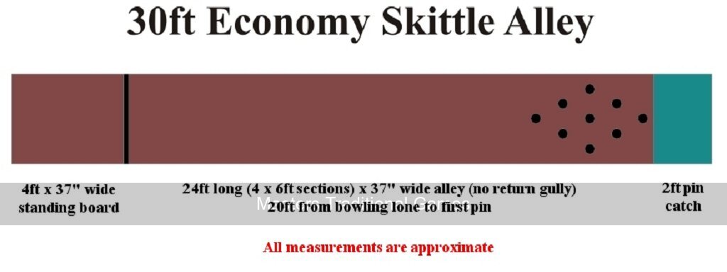 Leisure Portable Skittle Alley 30ft x 3ft - no return gulley - Masters Traditional Games Leisure Portable Skittle Alley 30ft x 3ft - no return gulley