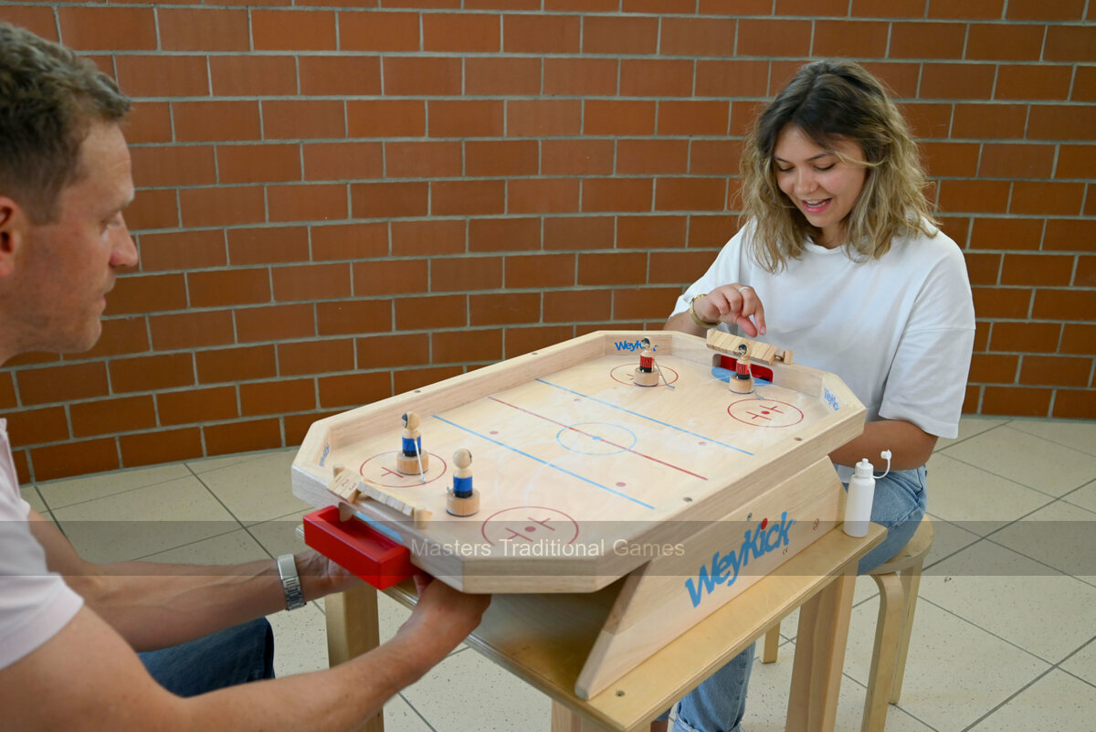 WeyKick Magnetic Wooden Table Ice Hockey Game - Masters Traditional Games shop WeyKick Magnetic Wooden Table Ice Hockey Game