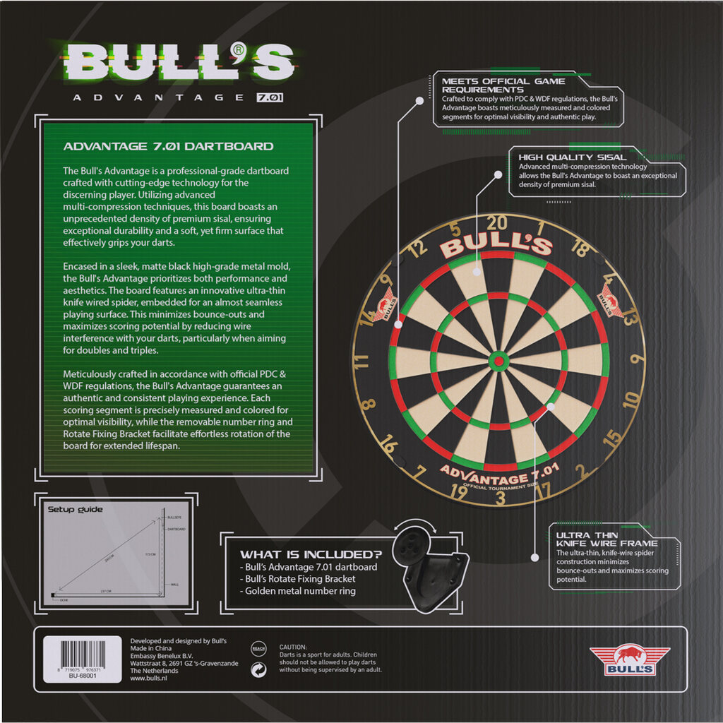 Bull's Advantage 7.01 Dartboard - Masters Traditional Games Bull's Advantage 7.01 Dartboard