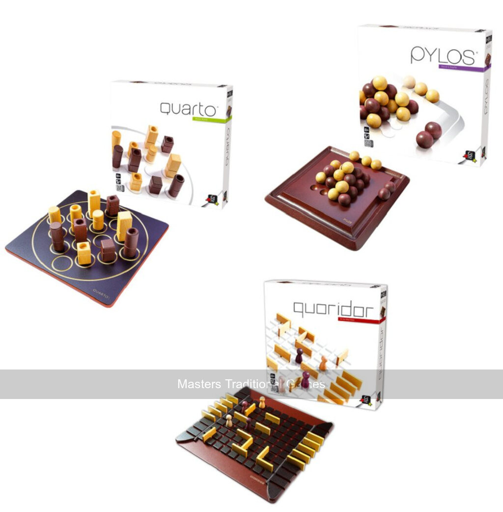 Gigamic Board Games Bundle - Quoridor, Quarto & Pylos - Masters Traditional Games shop Gigamic Board Games Bundle - Quoridor, Quarto & Pylos
