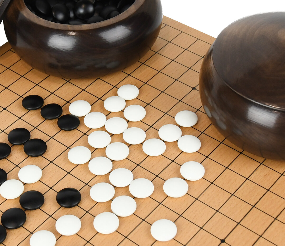 Go Masters Intermediate Go Set - Wooden Board, Glass Stones & Bowls - Masters Traditional Games shop Go Masters Intermediate Go Set - Wooden Board, Glass Stones & Bowls