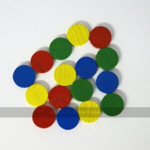 16 disks for Ludo,Uckers or Pachisi (19 x 6mm) with pair of dice