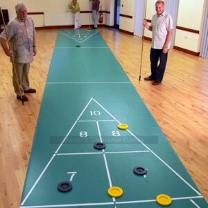 40 foot Indoor Roll-out Shuffleboard Court (without accessories) - Masters Traditional Games shop 40 foot Indoor Roll-out Shuffleboard Court (without accessories)