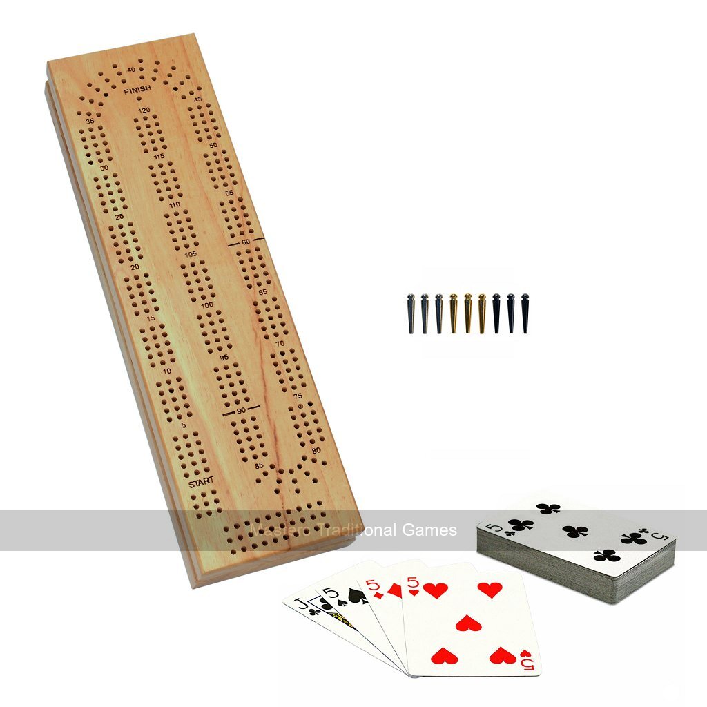 Cabinet Cribbage - Wooden 3 Track Board with Pegs, Cards & Storage - Masters Traditional Games shop Cabinet Cribbage - Wooden 3 Track Board with Pegs, Cards & Storage
