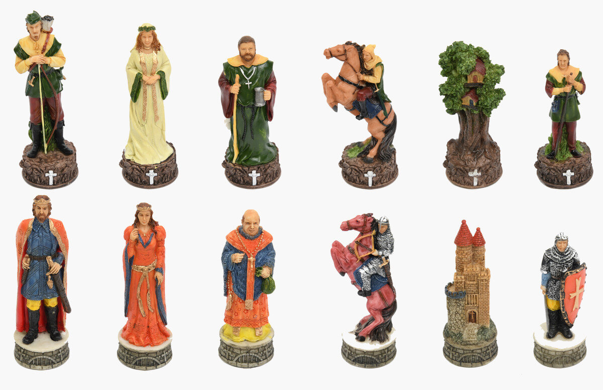 Italfama Robin Hood Chess Pieces - Resin, Hand-Painted - Masters Traditional Games Italfama Robin Hood Chess Pieces - Resin, Hand-Painted