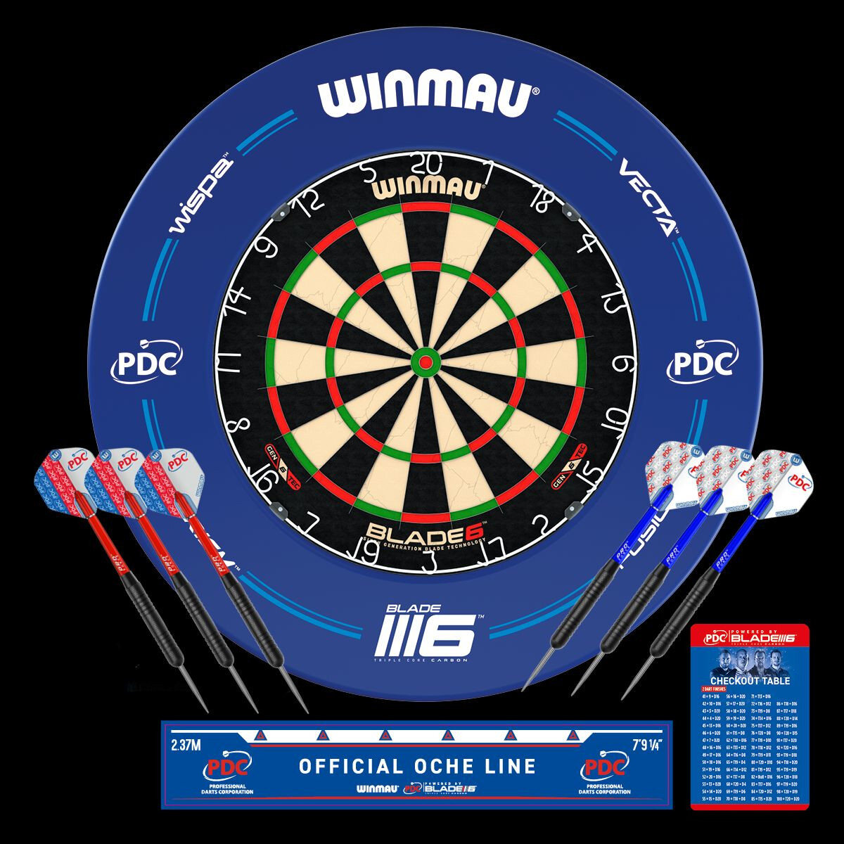 Winmau Blade 6 PDC Surround Set (Dartboard, Surround and 6 Darts) - Masters Traditional Games shop Winmau Blade 6 PDC Surround Set (Dartboard, Surround and 6 Darts)