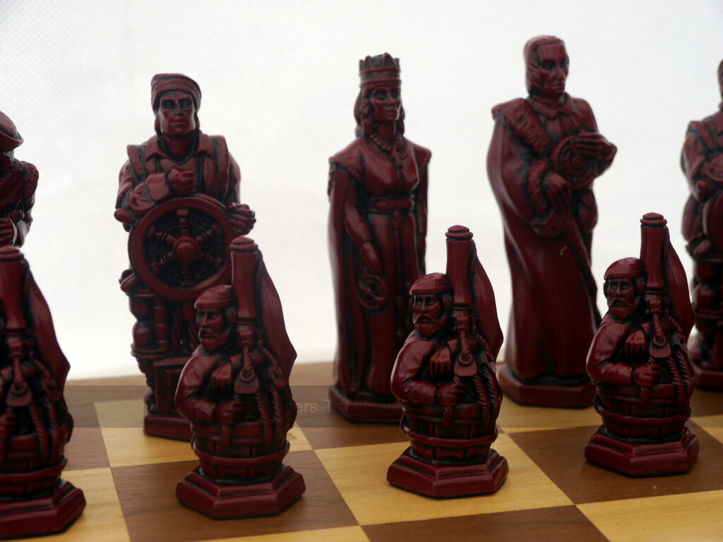 Christopher Columbus Ornamental Chess Set by Berkeley Chess (Board not included) - Masters Traditional Games Christopher Columbus Ornamental Chess Set by Berkeley Chess (Board not included)