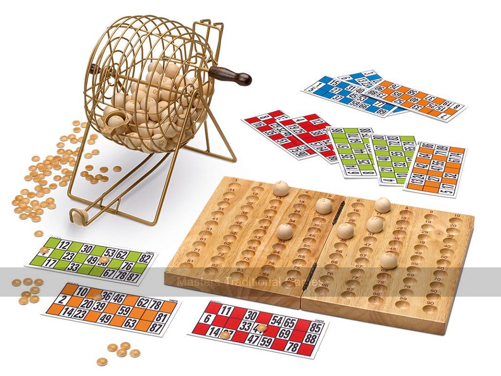 Home Bingo Deluxe (90 balls, wooden components) - Masters Traditional Games Home Bingo Deluxe (90 balls, wooden components)