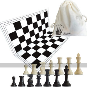 SchachQueen Entry-Level Chess Set with Plastic Pieces & Folding Board