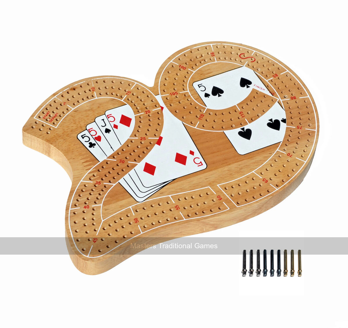 Classic 29 Cribbage Set - Solid Wood 3 Track Board with Metal Pegs - Masters Traditional Games shop Classic 29 Cribbage Set - Solid Wood 3 Track Board with Metal Pegs