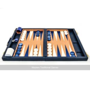 Crisloid Classic Blue 21-inch Tournament Attaché Backgammon Set - Masters Traditional Games shop Crisloid Classic Blue 21-inch Tournament Attaché Backgammon Set