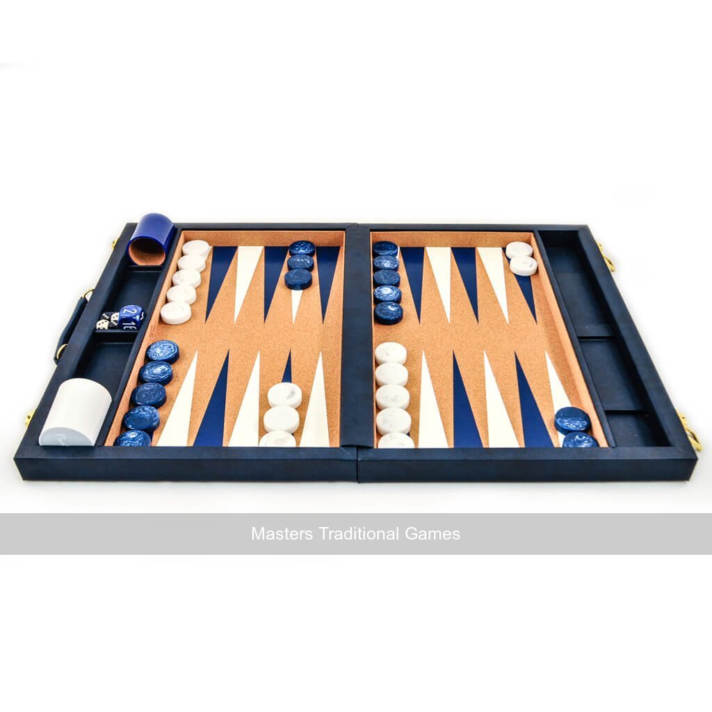 Crisloid Classic Blue 21-inch Tournament Attaché Backgammon Set - Masters Traditional Games Crisloid Classic Blue 21-inch Tournament Attaché Backgammon Set