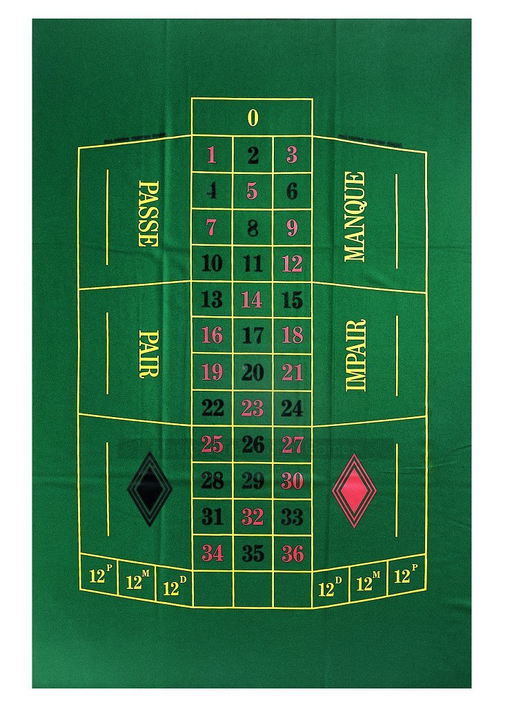 Dal Negro Roulette Mat (60 x 100 cm, single 0, European style) - Masters Traditional Games shop Dal Negro Roulette Mat (60 x 100 cm, single 0, European style)