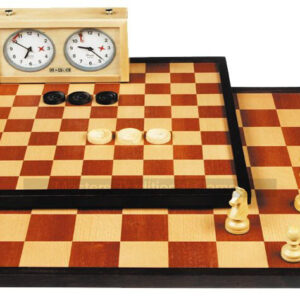 Double-Sided Chess & 10x10 Draughts Board, 42cm with Raised Border