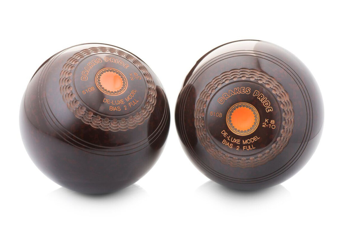 Drakes Pride Deluxe Crown Green Bowls - Brown (pair, with grips) - Masters Traditional Games Drakes Pride Deluxe Crown Green Bowls - Brown (pair, with grips)