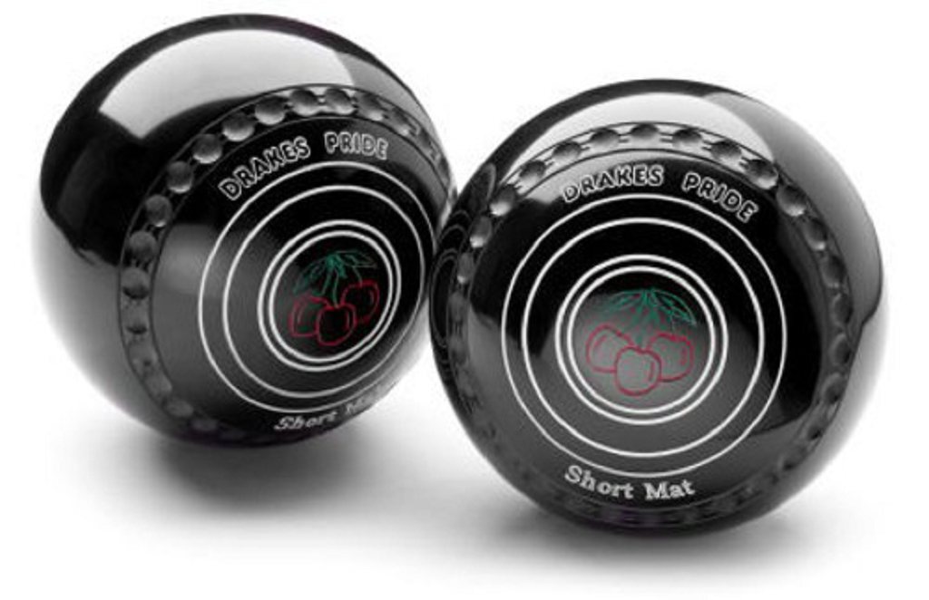 Pair of Drakes Pride Short Mat Bowls - Black - Heavy Weight - Size 4