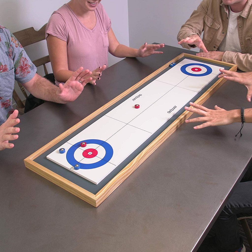 GoSports Table Shuffleboard & Curling 2-in-1 Table Game - Masters Traditional Games shop GoSports Table Shuffleboard & Curling 2-in-1 Table Game