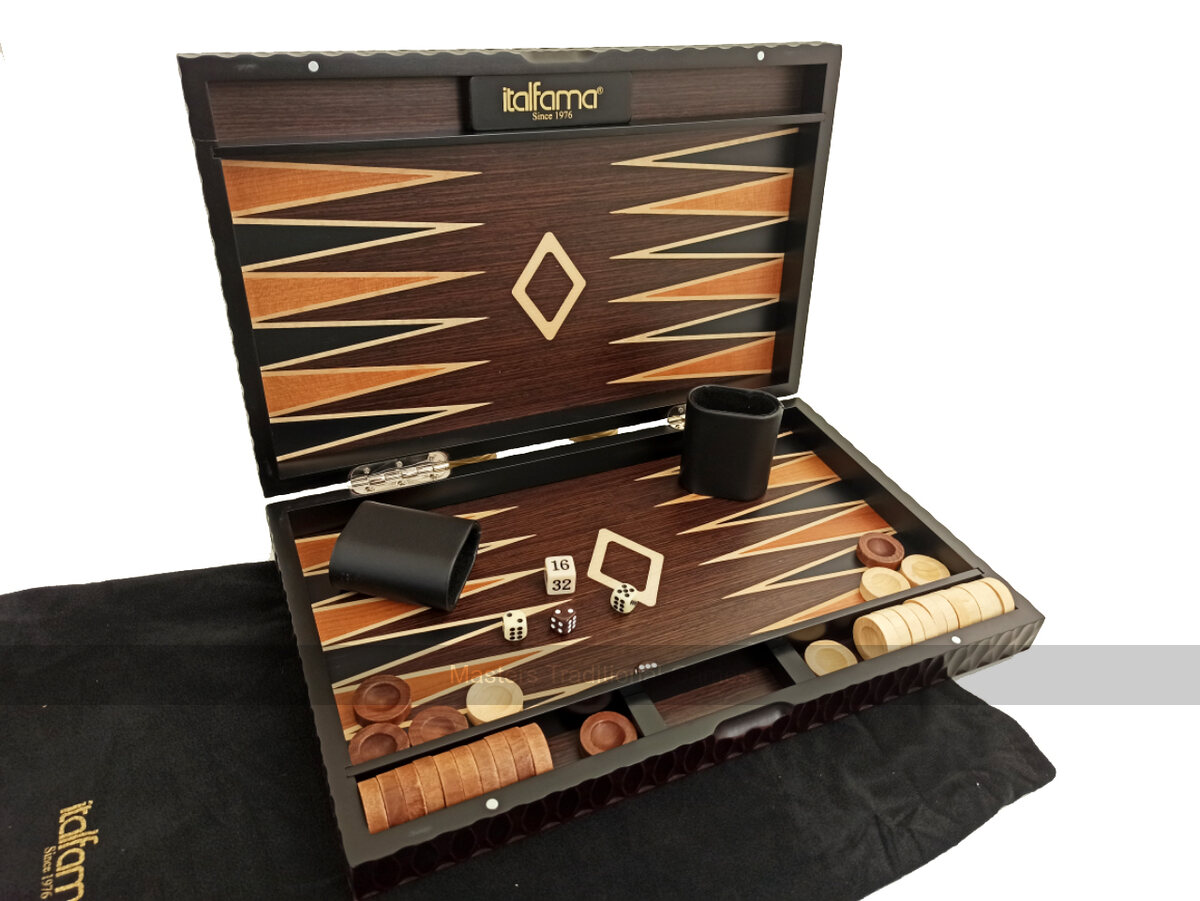 Deluxe Wooden Hand-Carved 15-inch Backgammon Set by Italfama - Masters Traditional Games Deluxe Wooden Hand-Carved 15-inch Backgammon Set by Italfama