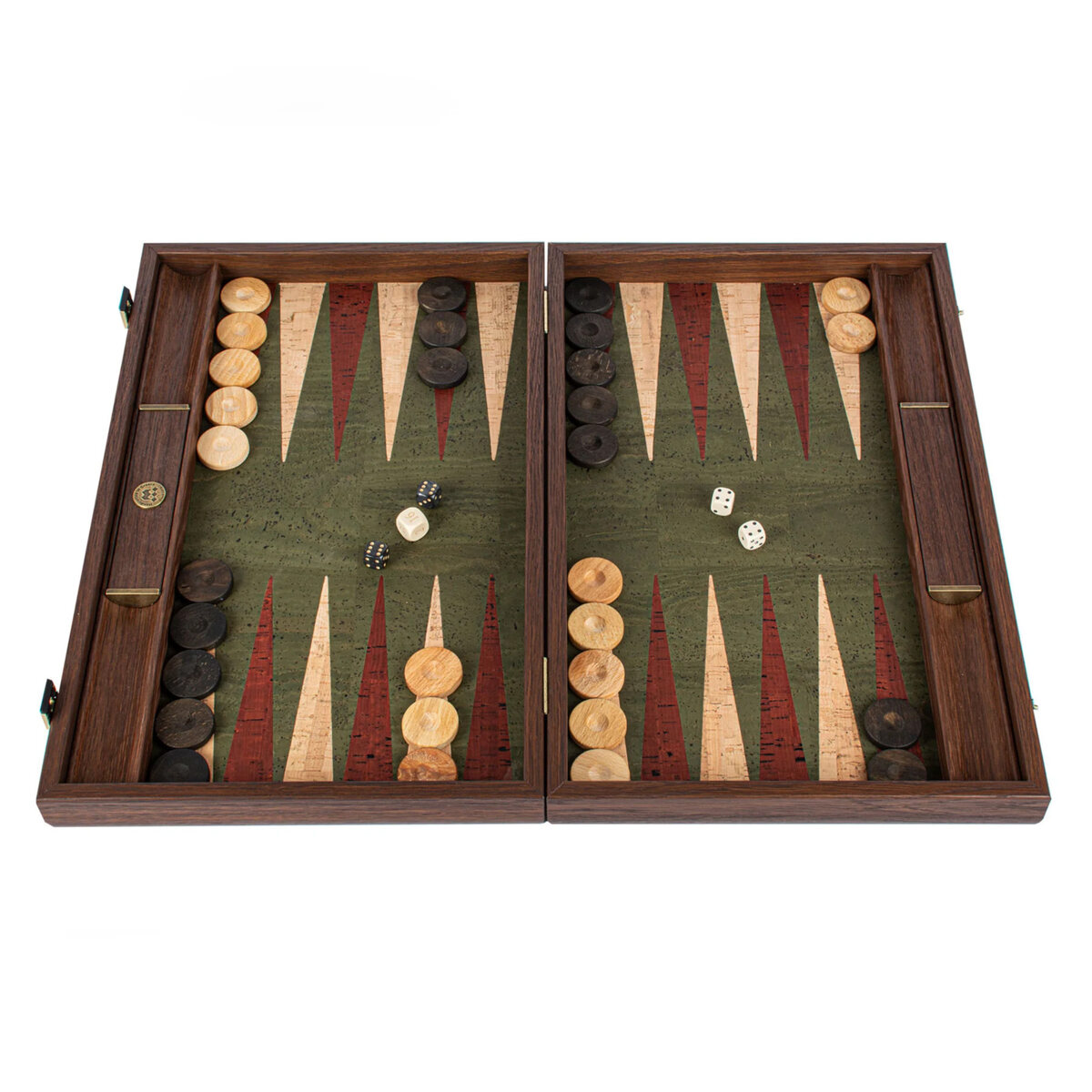 Manopoulos Green Cork 19 inch Backgammon Set - Masters Traditional Games Manopoulos Green Cork 19 inch Backgammon Set