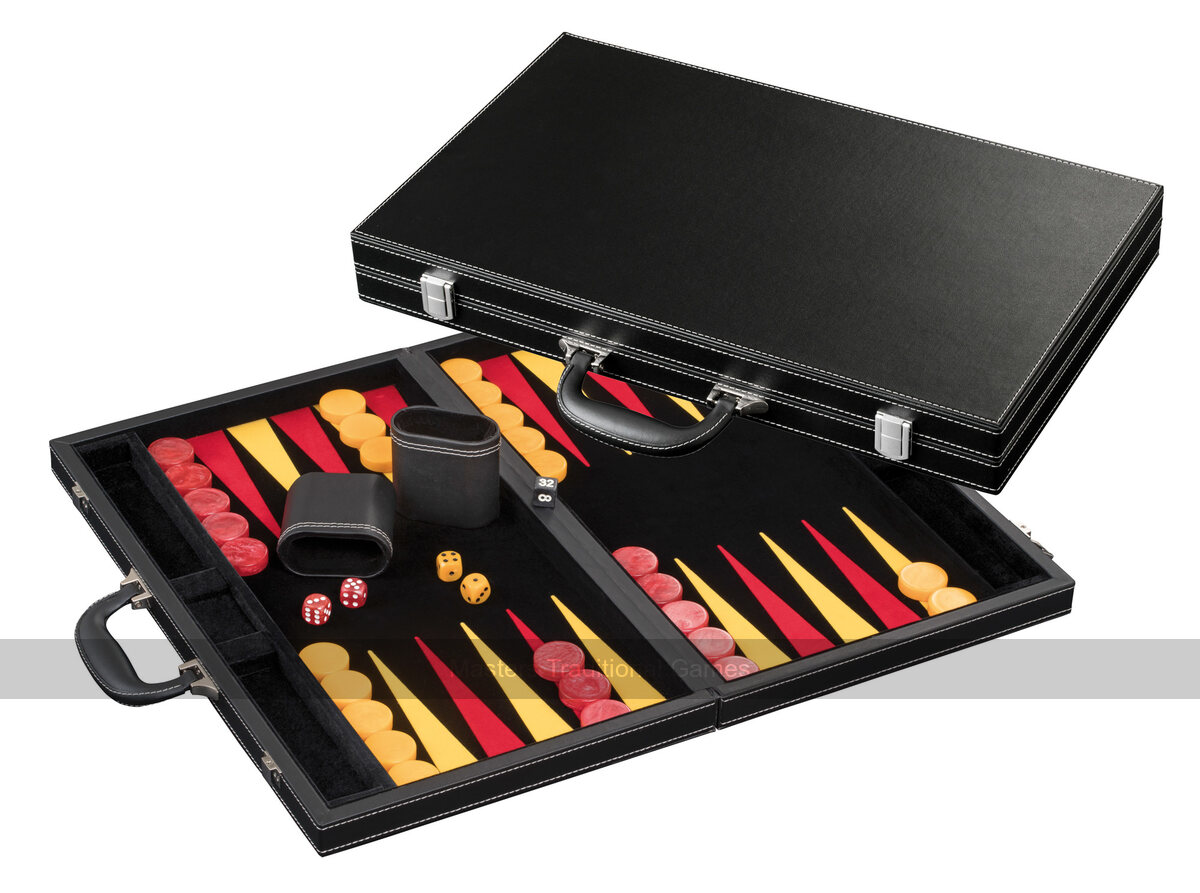 Philos 18-inch Leatherette Backgammon Set, Donousa - Masters Traditional Games Philos 18-inch Leatherette Backgammon Set, Donousa