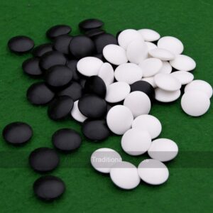 Plastic Go Stones, 8.5mm thick (180 of each colour) - Masters Traditional Games shop Plastic Go Stones, 8.5mm thick (180 of each colour)
