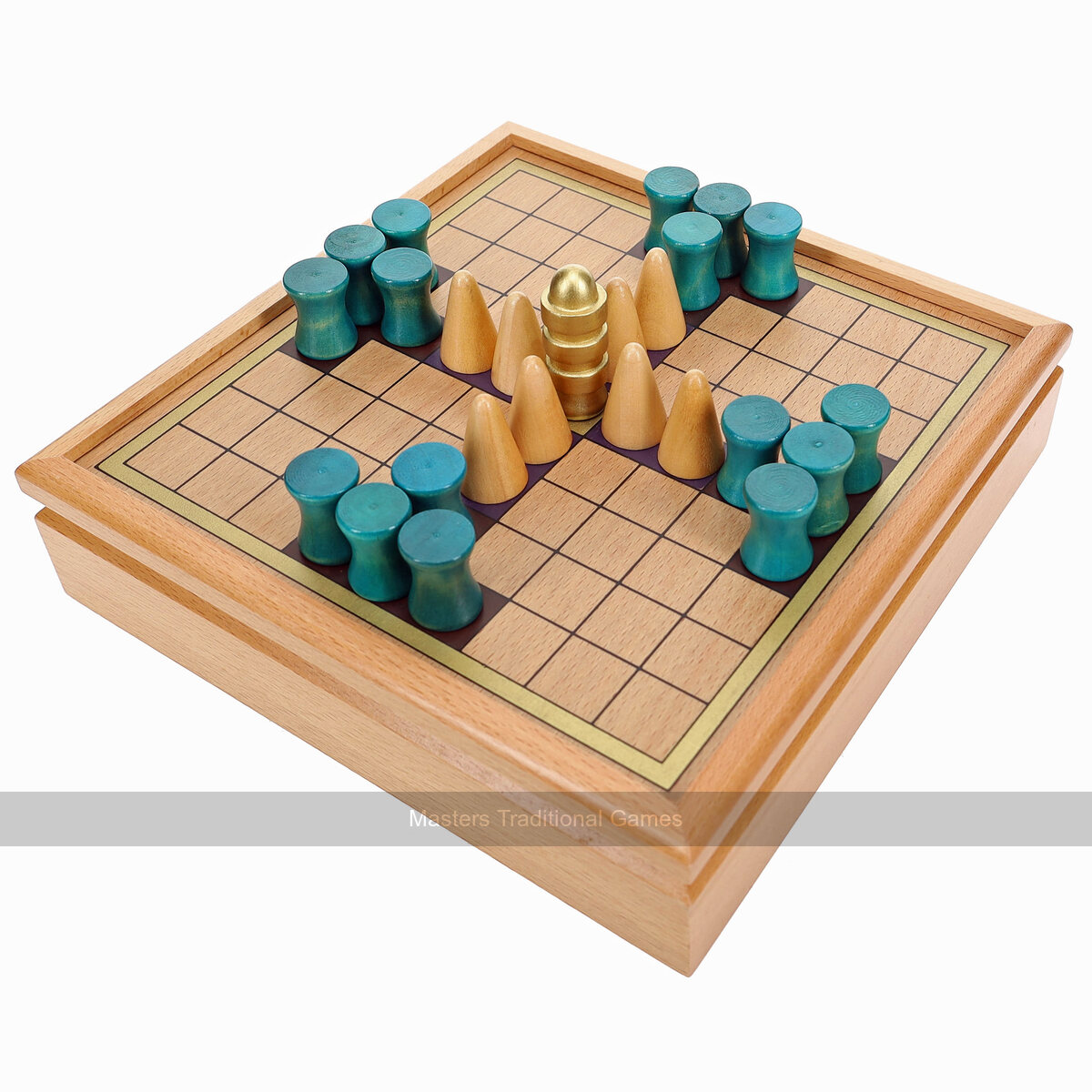 Tablut, Viking Tafl Game with Wooden Cabinet Board & Painted Pieces - Masters Traditional Games Tablut, Viking Tafl Game with Wooden Cabinet Board & Painted Pieces