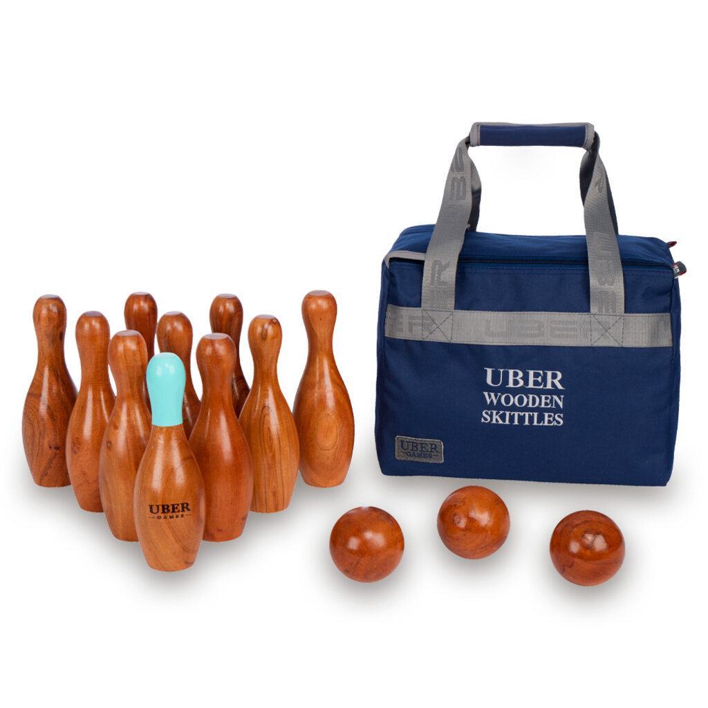 Uber Games Garden Skittles (10 Pins plus a blue-topped Kingpin) - Masters Traditional Games Uber Games Garden Skittles (10 Pins plus a blue-topped Kingpin)