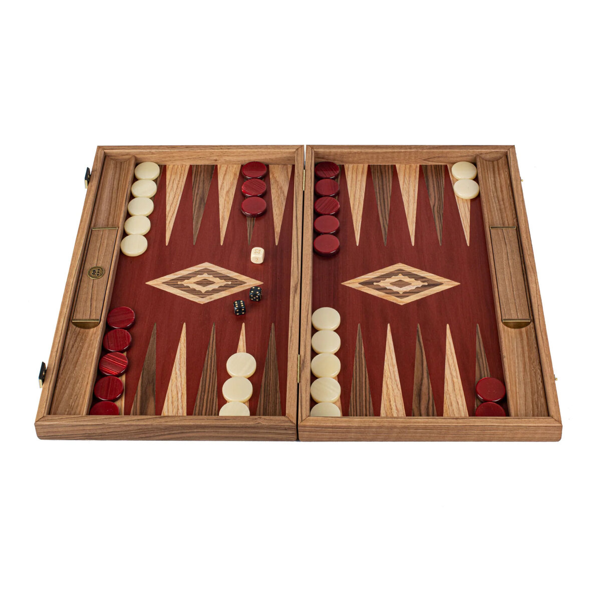 Manopoulos Premium Walnut with Red Oak 19-inch Wooden Backgammon Set - Masters Traditional Games Manopoulos Premium Walnut with Red Oak 19-inch Wooden Backgammon Set