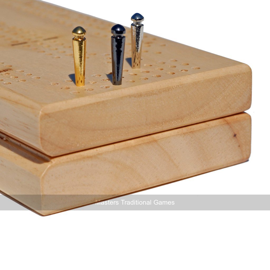 Cabinet Cribbage - Wooden 3 Track Board with Pegs, Cards & Storage - Masters Traditional Games shop Cabinet Cribbage - Wooden 3 Track Board with Pegs, Cards & Storage