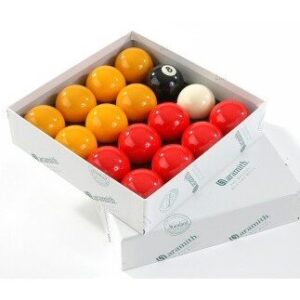 Aramith Red & Yellow 2-inch League Pool Balls with 1 7/8 inch Cue Ball