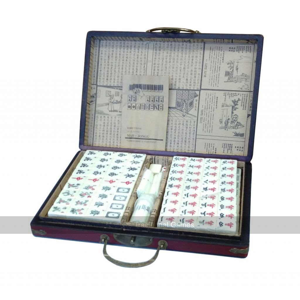 Mah Jong (Mahjong) Set in Leatherette Case - Masters Traditional Games Mah Jong (Mahjong) Set in Leatherette Case