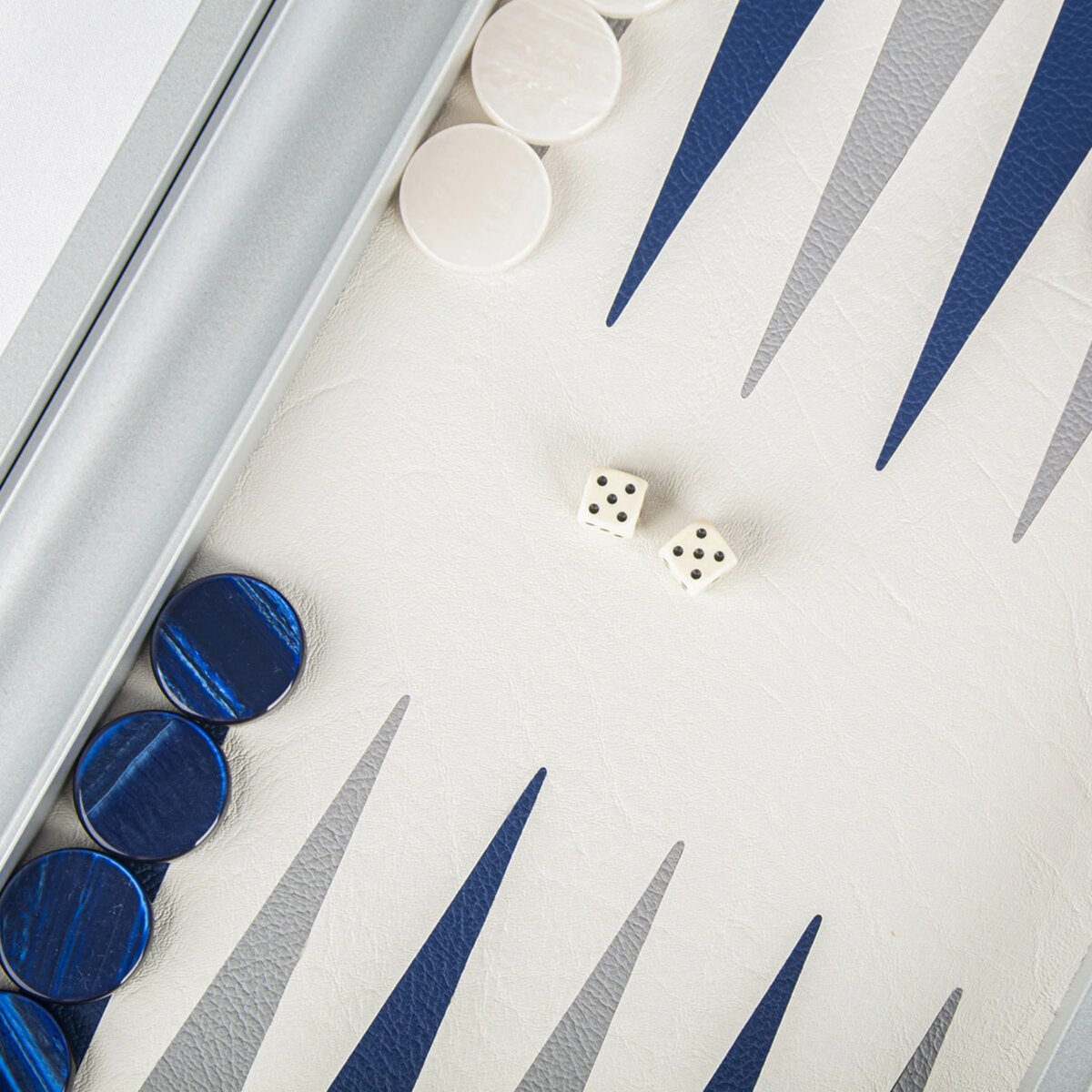 Manopoulos Minimalist Art Navy Blue 19 inch Leatherette Backgammon Set - Masters Traditional Games shop Manopoulos Minimalist Art Navy Blue 19 inch Leatherette Backgammon Set