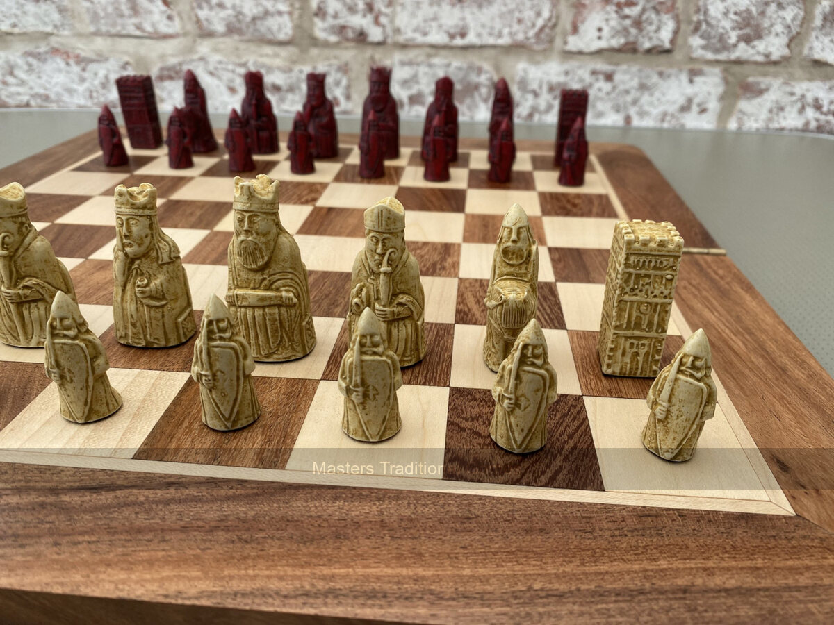 Mini Isle of Lewis Chess Set by Berkeley Chess with 2 inch King - Masters Traditional Games Mini Isle of Lewis Chess Set by Berkeley Chess with 2 inch King