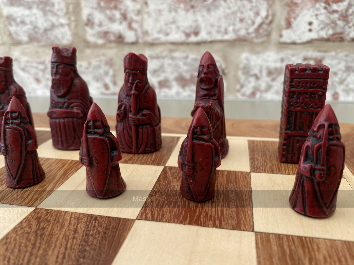 Mini Isle of Lewis Chess Set by Berkeley Chess with 2 inch King - Masters Traditional Games Mini Isle of Lewis Chess Set by Berkeley Chess with 2 inch King