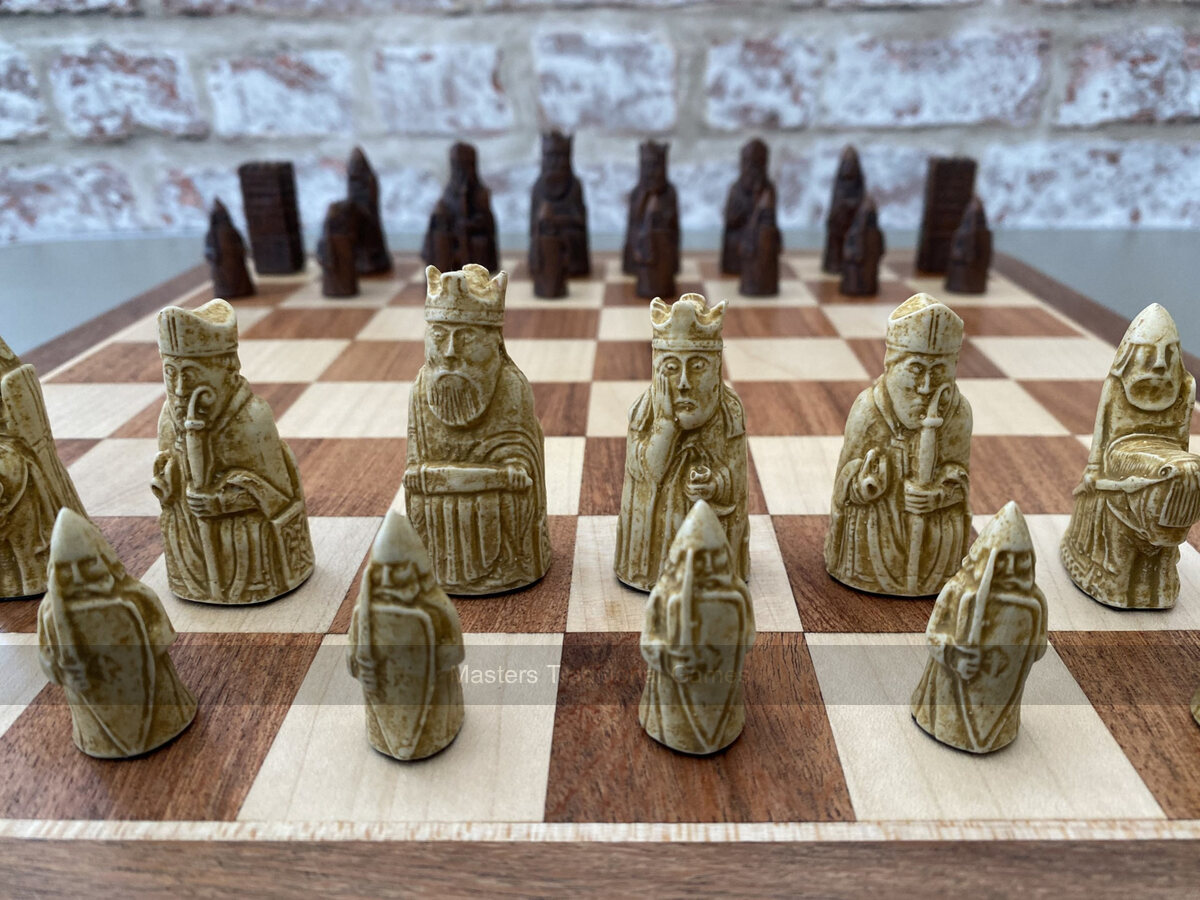 Mini Isle of Lewis Chess Set by Berkeley Chess with 2 inch King - Masters Traditional Games Mini Isle of Lewis Chess Set by Berkeley Chess with 2 inch King