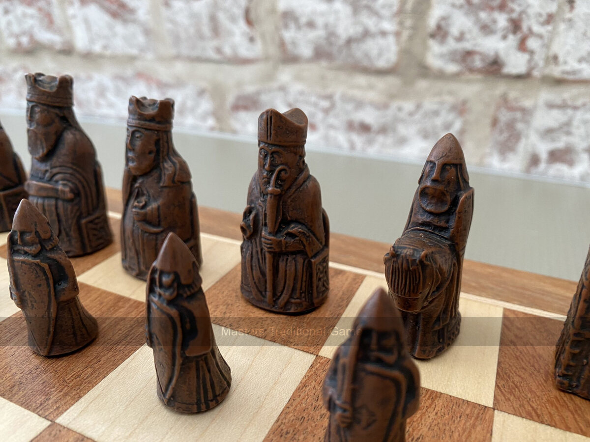 Mini Isle of Lewis Chess Set by Berkeley Chess with 2 inch King - Masters Traditional Games Mini Isle of Lewis Chess Set by Berkeley Chess with 2 inch King