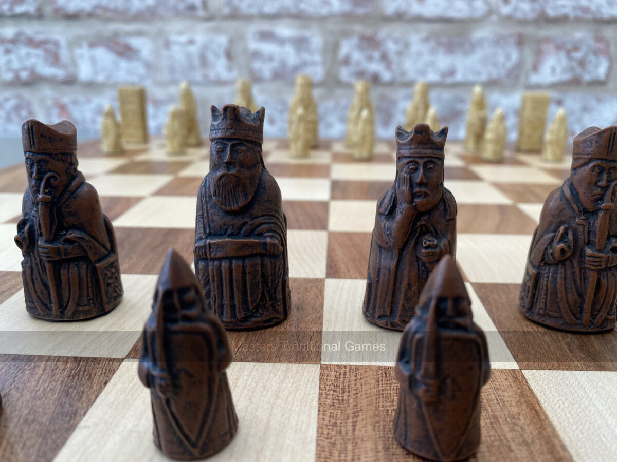Mini Isle of Lewis Chess Set by Berkeley Chess with 2 inch King - Masters Traditional Games Mini Isle of Lewis Chess Set by Berkeley Chess with 2 inch King