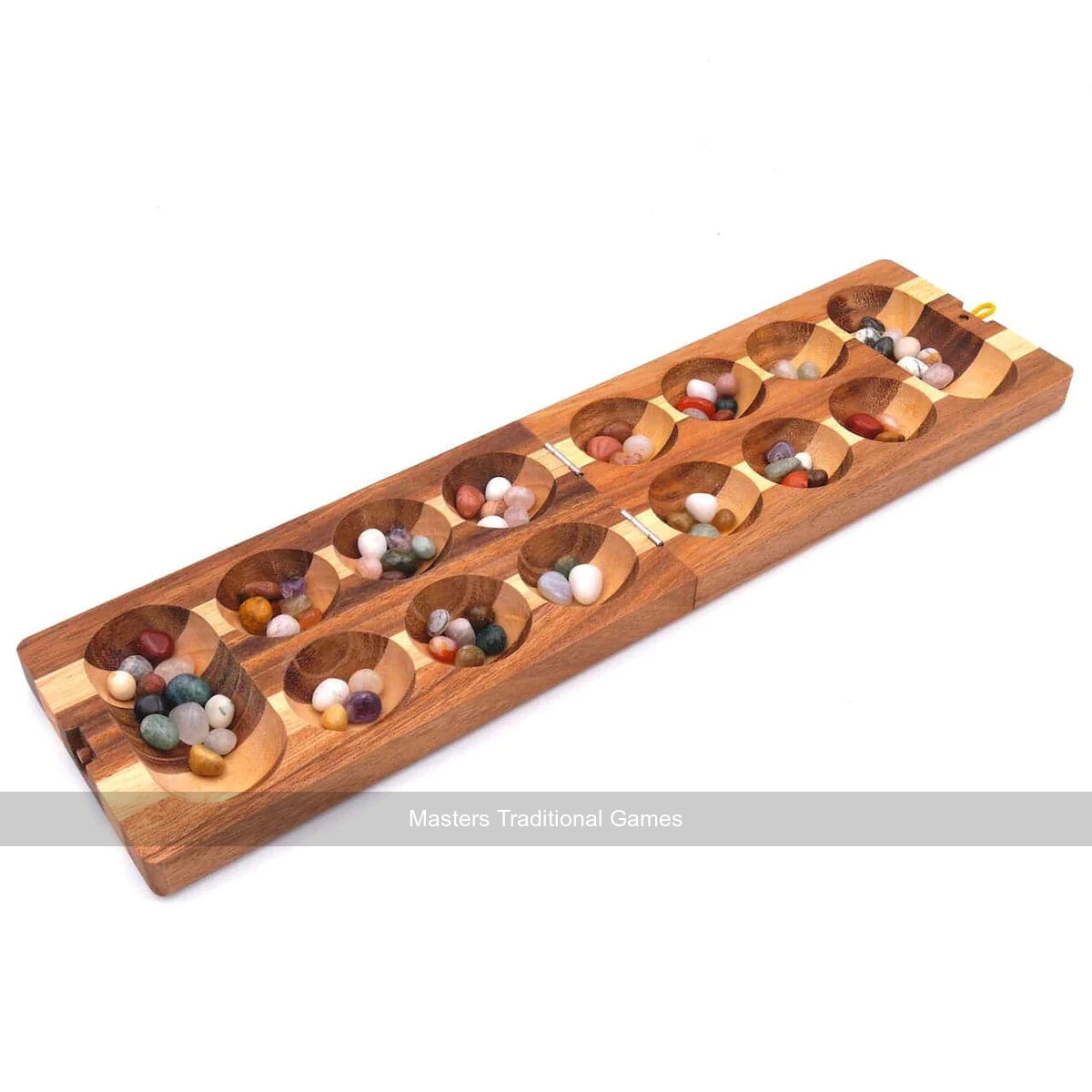 Folding Kalaha Game with Semi-Precious Stones - 2 Colour Wood - Masters Traditional Games shop Folding Kalaha Game with Semi-Precious Stones - 2 Colour Wood
