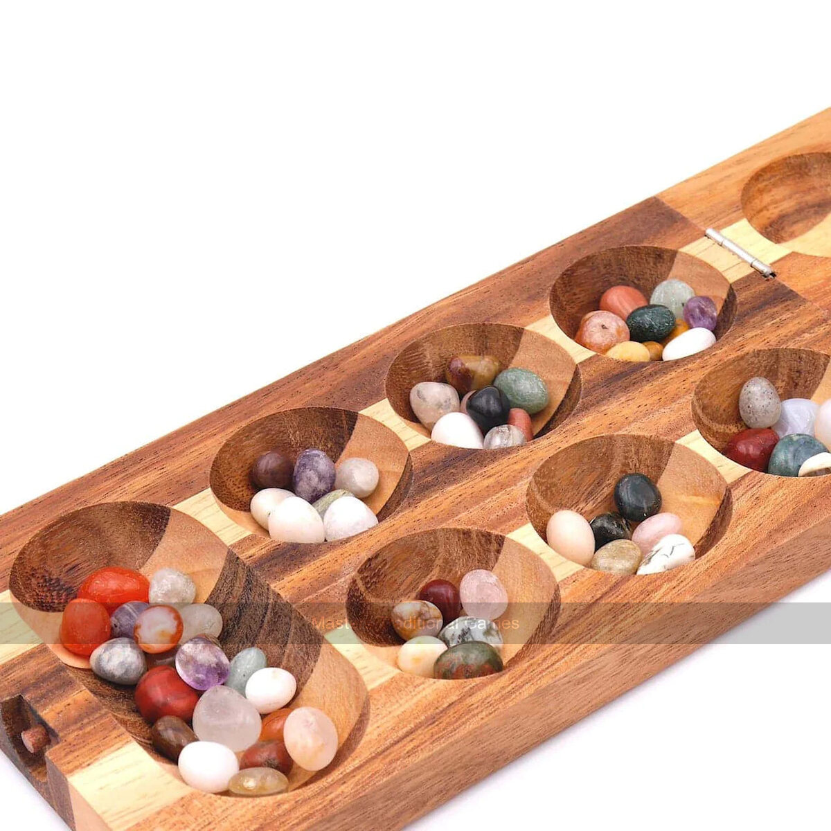 Folding Kalaha Game with Semi-Precious Stones - 2 Colour Wood - Masters Traditional Games shop Folding Kalaha Game with Semi-Precious Stones - 2 Colour Wood